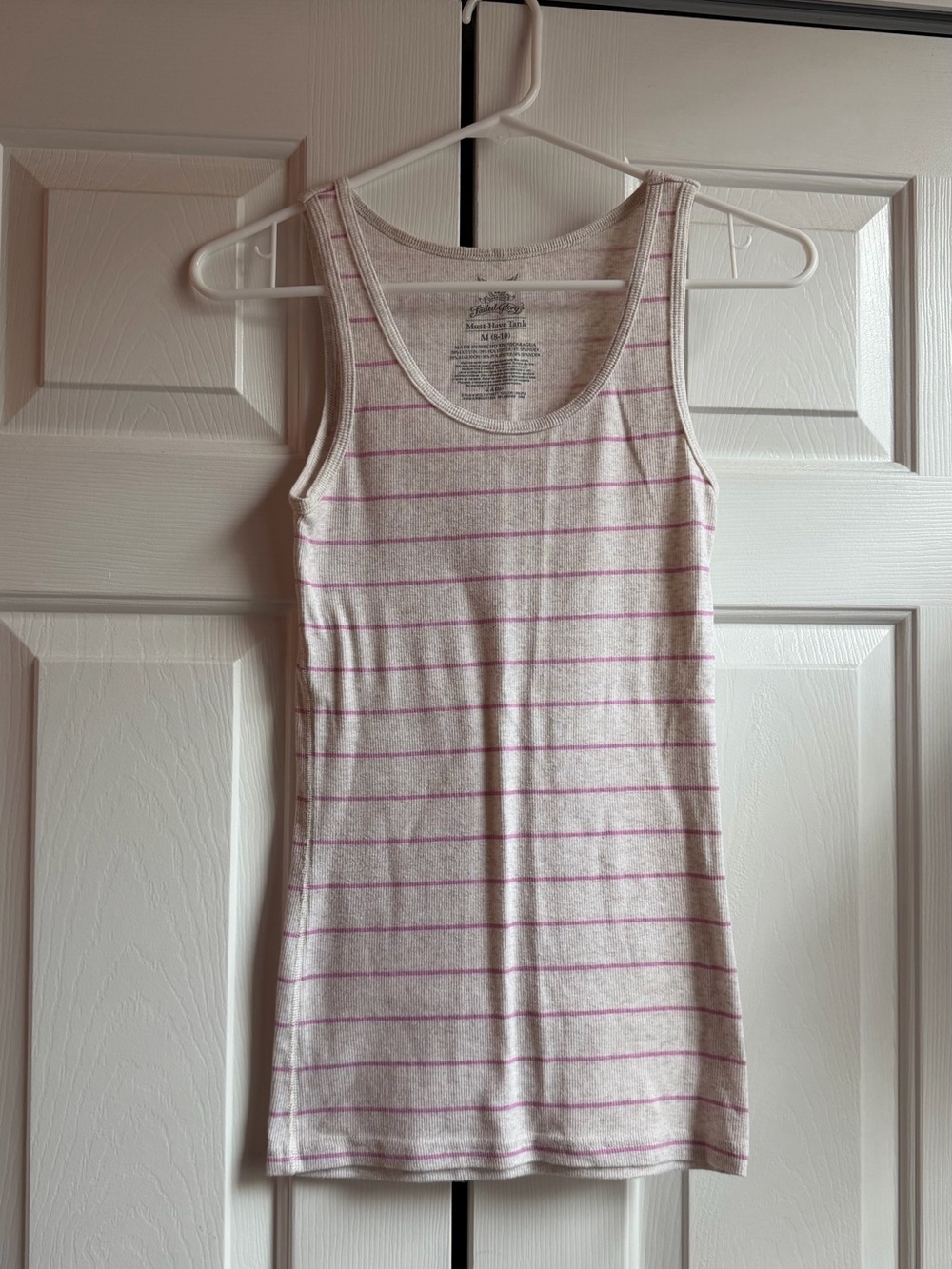 Striped Scoop Neck Tank Top — Pink/White